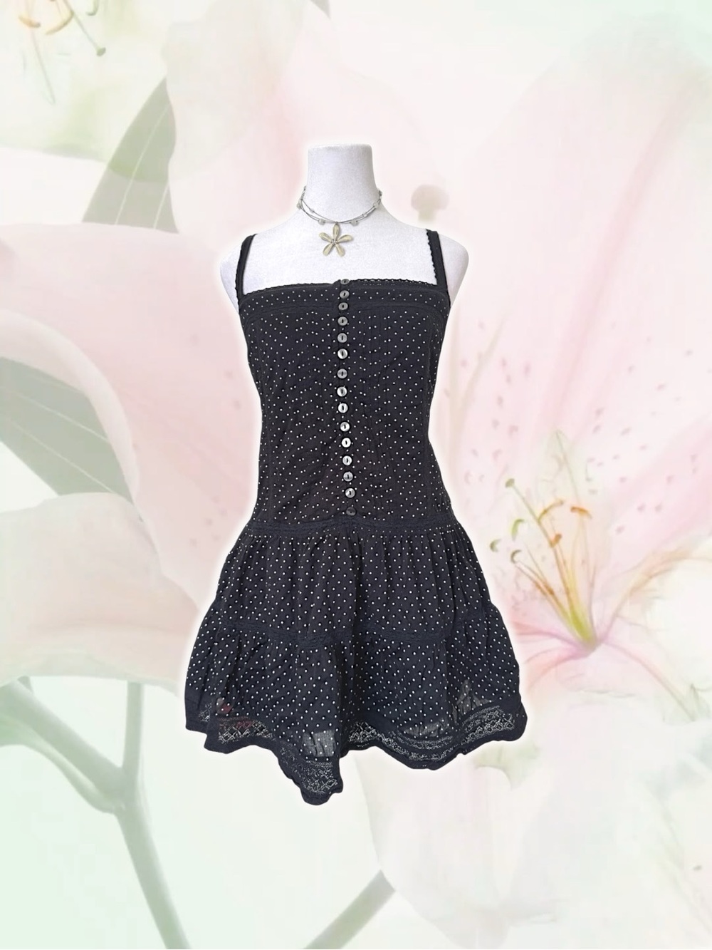 GAP Black Polka Dot Button-Front Mini Dress